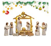 Hiemible Presepe Natalizio,Set Presepe con Figure di Gesù per Tavolo - 12 Pezzi Decorazioni Presepio per Casa Camera Interni Festività Libreria Scuola