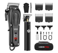HIENA Pro Fessionelle, tagliacapelli da uomo, senza fili, ricaricabile, set di tagliacapelli per parrucchieri con display a LED, regalo per uomini