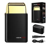 HIENA PRO Rasoio a lamina per uomini barbiere, doppio rasoio elettrico, rasoio elettrico professionale, rasoio ravvicinato, ricaricabile senza fili con USB, nero oro