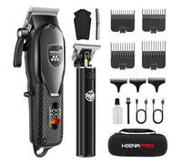 HIENA PRO Set di tagliacapelli professionali da uomo, kit per tagliare i capelli senza fili, kit da barbiere con tagliacapelli ricaricabili e tagliacapelli, set per barbieri con display a LED, regali