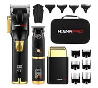 HIENA PRO Set di tagliacapelli Zero Gapped e rasoio a lamina per uomini, professionale senza fili, ricaricabile, kit per taglio dei capelli da barbiere, con display a LED, regali per uomini