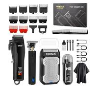 HIENA PRO Tagliacapelli professionale da uomo, kit completo da barbiere, tagliacapelli senza fili, rasoio da barba, rasoio in lamina di alluminio e tagliacapelli per naso ricaricabile di tipo C con