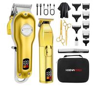 HIENA PRO Tagliacapelli professionale da uomo senza fili da uomo con tagliacapelli e trimmer set di taglio dei capelli per barbiere set tagliacapelli ricaricabile barbiere con display a LED