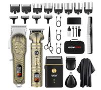 HIENA PRO Tagliacapelli professionale da uomo, senza fili, per tagliacapelli e tagliacapelli da barbiere, display a LED, set di taglio di capelli con rasoio a lamina per casa/barbiere, ricaricabile