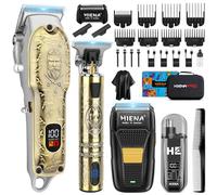 HIENA PRO Tagliacapelli Uomo Professionale, Macchinetta per Capelli Senza Fili, Regolabarba, Rasoio a Lamina, Tagliapeli Naso, Kit Completo per Rasatura e Taglio di Capelli Elettrico