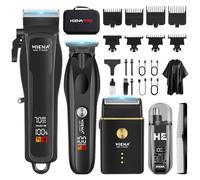 HIENA PRO Tagliacapelli Uomo Professionale, Macchinetta per Capelli Senza Fili, Regolabarba, Rasoio a Lamina, Tagliapeli Naso, Kit Completo per Rasatura e Taglio di Capelli Elettrico