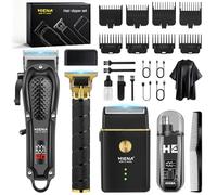 HIENA PRO Tagliacapelli Uomo Professionale, Macchinetta per Capelli Senza Fili, Regolabarba, Rasoio a Lamina, Tagliapeli Naso, Kit Completo per Rasatura e Taglio di Capelli Elettrico