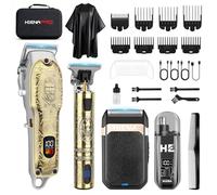 HIENA PRO Tagliacapelli Uomo Professionale, Macchinetta per Capelli Senza Fili, Regolabarba, Rasoio a Lamina, Tagliapeli Naso, Kit Completo per Rasatura e Taglio di Capelli Elettrico