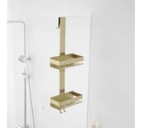 Hiendure Gold Shower Caddy Over Shower Door - 2 Tier Hanging Shower Caddy Organizer No Drilling, Shower Storage Shelf for Indoor Shower, Bathroom, Bedroom, Kitchen