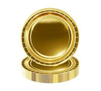 HiEnjoin 50 pezzi Piatti di carta dorati, piatti usa e getta in oro per feste di compleanno per bambini, piatti per dessert per laurea, vacanza, matrimonio, compleanno, festa, baby shower, decorazioni