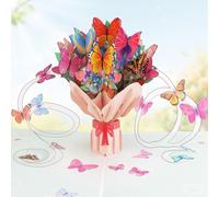 Hierein Biglietto Auguri Compleanno Pop-Up, Biglietto Auguri Fiore con Farfalla Pop-up 3D Biglietto Compleanno, Regalo Compleanno Per Moglie, Fidanzate, Figli, Moglie, Sorelle, Biglietto Anniversario