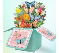 Hierein Biglietto Auguri Compleanno Pop-Up, Sorpresa Biglietto Auguri Fiore con Farfalla Pop-up 3D Biglietto Compleanno, Regalo Compleanno Per Moglie, Fidanzate, Figli, Sorelle, Biglietto Anniversario