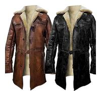 HiFacon Cappotto Bane Rises Tom Hardy Trench Shearling Inverno Marrone Ecopelle Cappotto, Marrone - Cappotto Bane in Ecopelle, XL