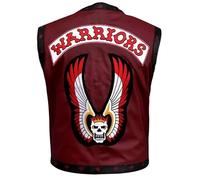 HiFacon Gilet da uomo in pelle marrone classico ispirato al film con teschio patch costume da motociclista, Maroon - Gilet in Ecopelle, 4XL