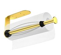 HiFan Paper Towel Holder, One-Handed Tearable Paper Towel Holder Under Cabinet, Wall Mount Adhesive & Drilling Paper Towel Holder for Kitchen/Toilet (Gold)