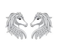 Hifeeled Cavallo Orecchini Donna Argento 925 Orecchini Antiallergici Animali con Zircone Regali Gioielli per Donna Bambina Figlia