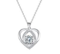 Hifeeled Collana Cuore Donna Argento 925 con Bianco Zirconia,Regolabile |45cm+5| Catene Anallergica, Gioielli Donna Regalo Originale
