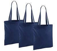 HiFEN Borsa tote | Ecologica, riutilizzabile e durevole | Shopping in cotone naturale tinta unita | Leggera e spaziosa per generi alimentari, shopping e uso quotidiano, Marina francese, Small