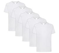 HiFEN® Maglietta a maniche corte per bambini, girocollo, in cotone, tinta unita, vestibilità classica, casual, da 3 a 15 anni, confezione da 5, bianco, 5-6 Anni