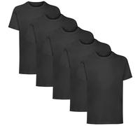 HiFEN® Maglietta a maniche corte per bambini, girocollo, in cotone, tinta unita, vestibilità classica, casual, da 3 a 15 anni, confezione da 5, Nero , 5-6 Anni