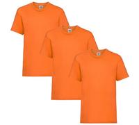 HiFEN® Maglietta girocollo a maniche corte per bambini, in cotone, tinta unita, vestibilità classica, casual, da 3 a 15 anni, confezione da 3, Arancione, 12-13 Anni
