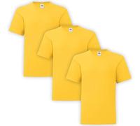 HiFEN® Maglietta girocollo a maniche corte per bambini, in cotone, tinta unita, vestibilità classica, casual, da 3 a 15 anni, confezione da 3, Giallo, 14-15 Anni