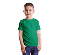 HiFEN® Maglietta girocollo a maniche corte per bambini, in cotone, tinta unita, vestibilità classica, casual, da 3 a 15 anni, Verde kelly, 14-15 Years