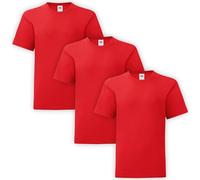 HiFEN® Maglietta girocollo a maniche corte per bambini, in cotone, tinta unita, vestibilità classica, casual, da 3 a 15 anni, confezione da 3, Rosso, 5-6 Anni