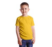 HiFEN® Maglietta girocollo a maniche corte per bambini, in cotone, tinta unita, vestibilità classica, casual, da 3 a 15 anni, Girasole giallo, 7-8 Years