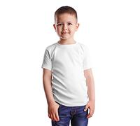 HiFEN® Maglietta girocollo a maniche corte per bambini, in cotone, tinta unita, vestibilità classica, casual, da 3 a 15 anni, bianco, 7-8 Years