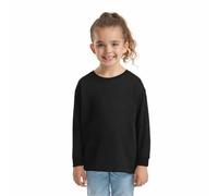HiFEN® T-shirt basic per bambini, a maniche lunghe, girocollo, in cotone, elasticizzata e confortevole, maglietta per la scuola, età da 3 a 15 anni, Nero , 7-8 Years