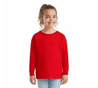 HiFEN® T-shirt basic per bambini, a maniche lunghe, girocollo, in cotone, elasticizzata e confortevole, maglietta per la scuola, età da 3 a 15 anni, Rosso, 3-4 Years