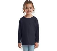 HiFEN® T-shirt per bambini a maniche lunghe, semplice e basica, con collo tondo in cotone, elasticizzata e confortevole, per la scuola, PE, età 3-15 anni, Blu scuro, 3-4 Years