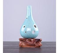 HIFFEY 6 Fori Tono Alto C Ocarina Flauto fissione Stile Ceramica Ceramica Nera Smalto fumoso Flauto Strumento Musicale Pendente principiante (Color : Blue)