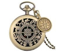 HIFFEY Collana con ciondolo a forma di bussola tascabile con coniglio, cavo in bronzo, regali vintage for uomini e donne