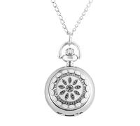 HIFFEY Moda Argento Bianco Ceramica Fiore Cristallo Orologio da Tasca al Quarzo di Piccole Dimensioni Collana Pendente Donna Signora Ragazza Regalo di Compleanno