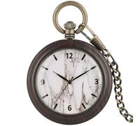 HIFFEY Numeri arabi Display in scala Ciondolo in legno Orologi da taschino al quarzo Catena Fob retrò Orologio da taschino in legno da uomo alla moda (Color : Ebony WoodNo Box)