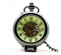 HIFFEY Orologi da uomo Steampunk a catena retrò in bronzo antico Orologio regalo Numeri arabi Display Orologio da taschino meccanico a carica manuale da uomo