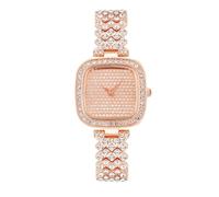 HIFFEY Orologio da Donna con Cinturino in Acciaio di Lusso con quadrante Quadrato e Orologio da Donna con Temperamento alla Moda al Quarzo con Strass (Color : Rose Gold)