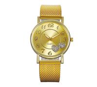 HIFFEY Orologio da Donna con Strass Bling a Forma di Cuore Semplice alla Moda, Orologio da Donna Comodo da Indossare, quadrante Rotondo for Tutti i Giorni (Color : Golden)