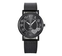 HIFFEY Orologio da Donna con Strass Bling a Forma di Cuore Semplice alla Moda, Orologio da Donna Comodo da Indossare, quadrante Rotondo for Tutti i Giorni (Color : Black)