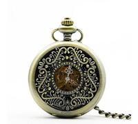 HIFFEY Orologio da tasca antico vintage con incisione scheletro Orologio meccanico a carica manuale Orologio da taschino Steampunk con pendente a catena con regali a catena