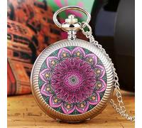 HIFFEY Orologio da tasca con giradischi con design a fiori blu e conchiglia dorata, collana Time to Run Lucky, pendente rotante, orologio a catena da 80 cm (Color : 01)