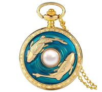 HIFFEY Orologio da tasca di lusso dorato vivido pesce perla modello FOB ciondolo a catena orologio costellazione regali di compleanno (Color : B)