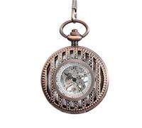HIFFEY Orologio da tasca meccanico scheletrato cavo vintage a strisce antiche Quadrante rotondo Orologio a sospensione antico Regali retrò Uomo Donna