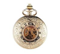 HIFFEY Orologio da tasca meccanico vintage Steampunk di lusso for uomo e donna, quadrante scheletrato con cassa incisa, orologio da collezione con ciondolo a catena