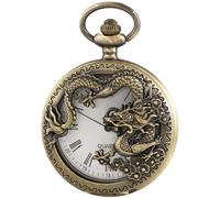 HIFFEY Orologio da taschino cinese in argento caratteristico a forma di drago, collana da uomo, ciondolo a tempo, orologio da regalo for donna (Color : BRONZE)