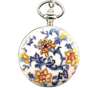 HIFFEY Orologio da taschino in porcellana bianca e blu in stile cinese vintage, con ciondolo a catena meccanica, regalo di moda di lusso, orologio a catena con maglione