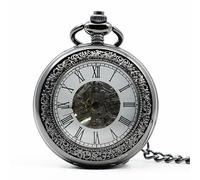 HIFFEY Orologio da uomo con copertura in vetro trasparente unico, quadrante bianco, numeri romani, collana, ciondolo, regalo, orologio da tasca meccanico for uomo e donna (Color : PJX1218)
