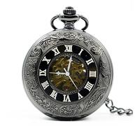HIFFEY Orologio da uomo con copertura in vetro trasparente unico, quadrante bianco, numeri romani, collana, ciondolo, regalo, orologio da tasca meccanico for uomo e donna (Color : PJX1215)